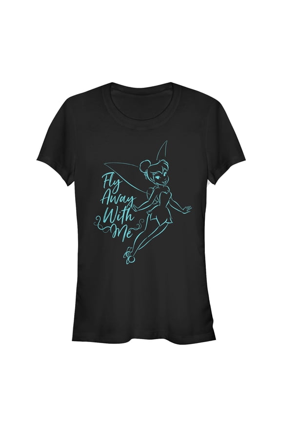 Junior's Peter Pan Tinker Bell Fly Away Graphic Tee Black Small