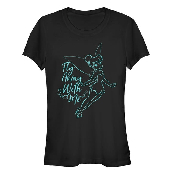 Junior's Peter Pan Tinker Bell Fly Away Graphic Tee Black Small