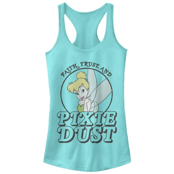 Junior's Peter Pan Tinker Bell Pixie Dust  Racerback Tank Top Cancun Large