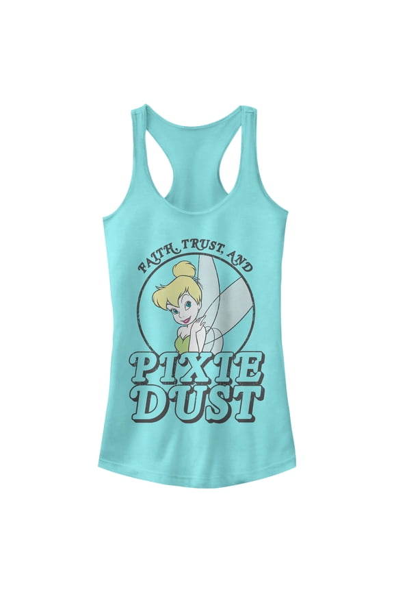 Junior's Peter Pan Tinker Bell Pixie Dust Racerback Tank Top Cancun Large