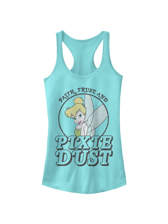 Junior's Peter Pan Tinker Bell Pixie Dust Racerback Tank Top Cancun Small