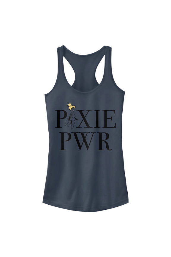 Junior's Peter Pan Tinker Bell Pixie Power  Racerback Tank Top Indigo Large