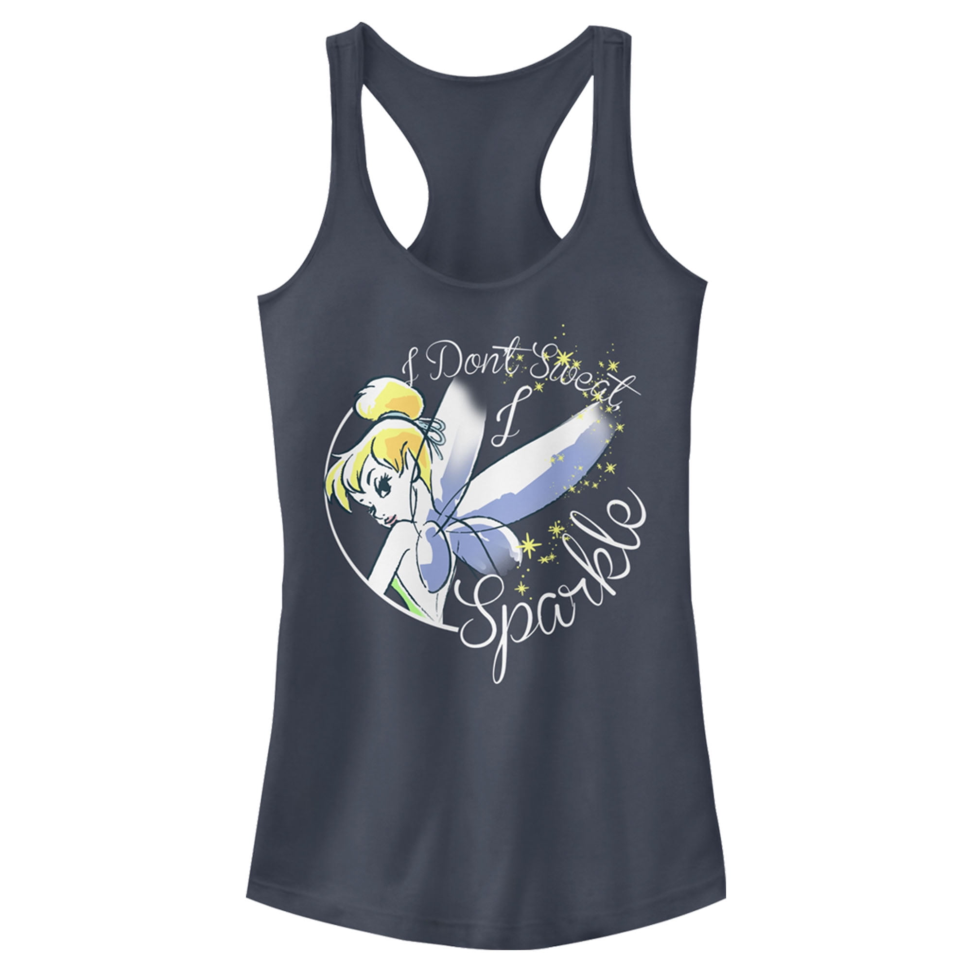 Tinkbell Racer Junior's Peter Pan Tinkerbell I Don't Sweat, I Sparkle Racerback Tank ...