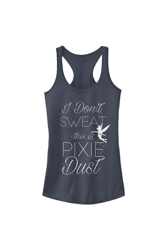 Junior's Peter Pan Tinkerbell I Don't Sweat This is Pixie Dust  Racerback Tank Top Indigo 2X Large