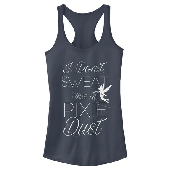 Junior's Peter Pan Tinkerbell I Don't Sweat This is Pixie Dust Racerback Tank Top Indigo X Small