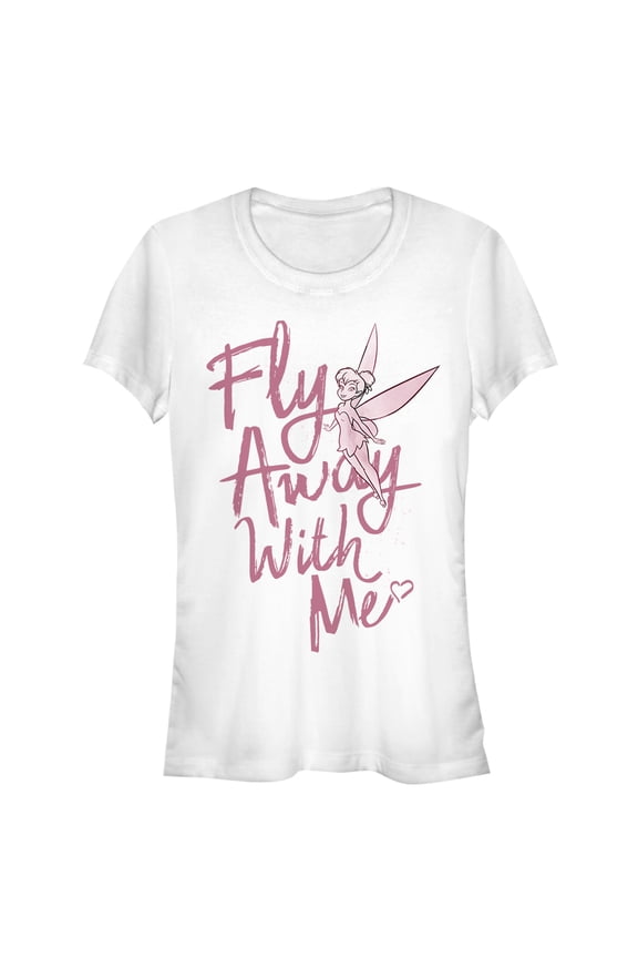 Junior's Peter Pan Valentine Tink Fly  Graphic Tee White X Large
