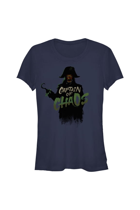 Junior's Peter Pan & Wendy Captain Hook Captain of Chaos Graphic Tee Navy Blue Small
