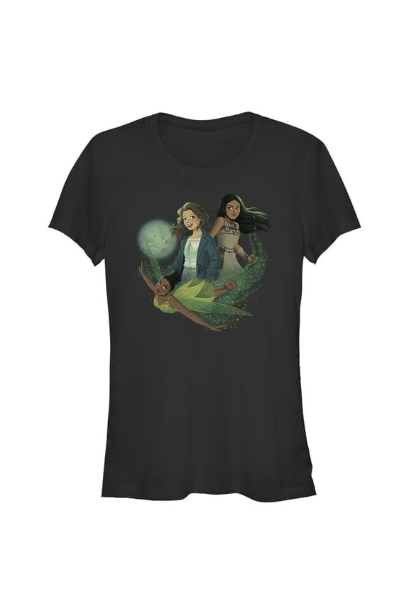 Junior's Peter Pan & Wendy Girls Animated Graphic Tee Black Large