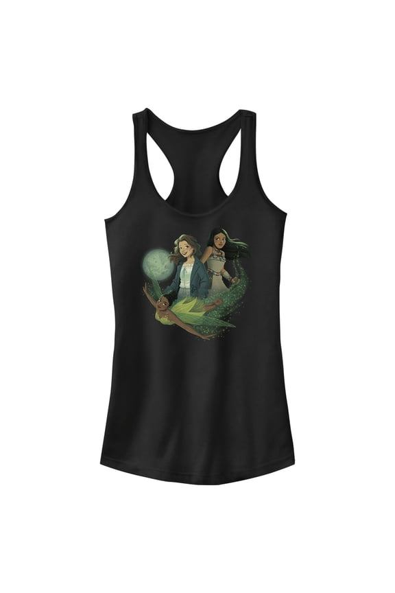 Junior's Peter Pan & Wendy Girls Animated Racerback Tank Top Black Large