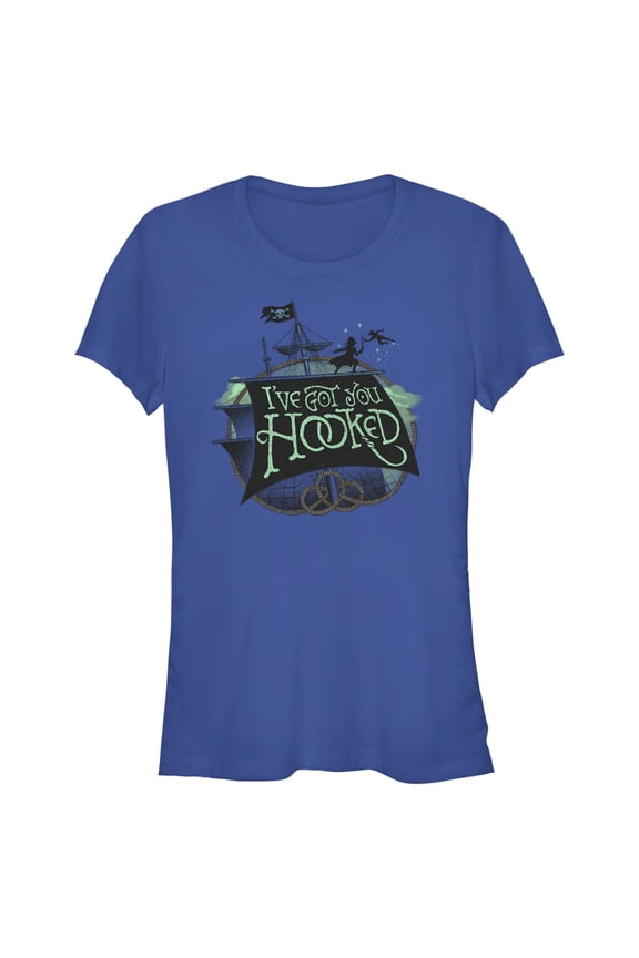 Junior's Peter Pan & Wendy I've Got You Hooked Graphic Tee Royal Blue Large