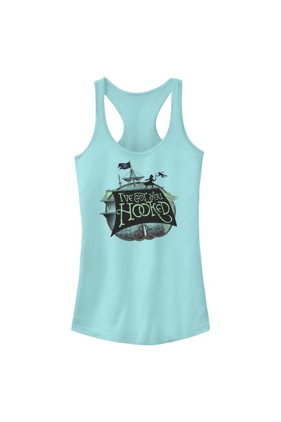 Junior's Peter Pan & Wendy I've Got You Hooked Racerback Tank Top Cancun Medium