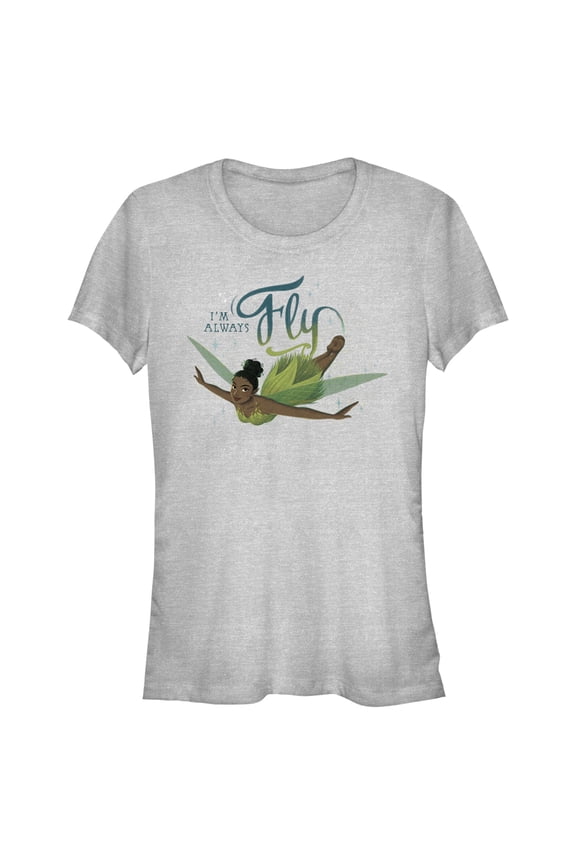 Junior's Peter Pan & Wendy Tinker Bell I'm Always Fly Graphic Tee Athletic Heather Small