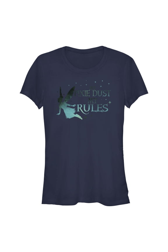 Junior's Peter Pan & Wendy Tinker Bell My Pixie Dust My Rules Graphic Tee Navy Blue Medium