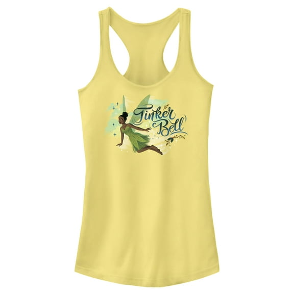 Junior's Peter Pan & Wendy Tinker Bell Portrait  Racerback Tank Top Banana X Large