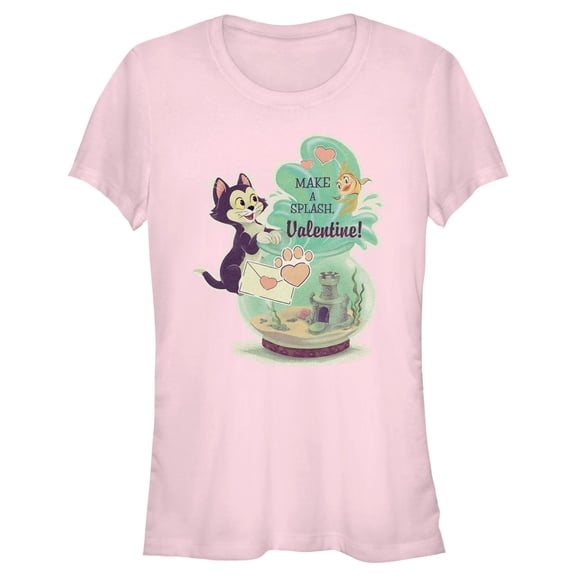 Junior's Pinocchio Make A Splash Valentine Graphic Tee Light Pink X Large