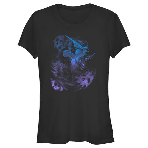 Junior's Pirates of the Caribbean: Curse of the Black Pearl Jack Sparrow Ombre Skulls  Graphic Tee Black Large