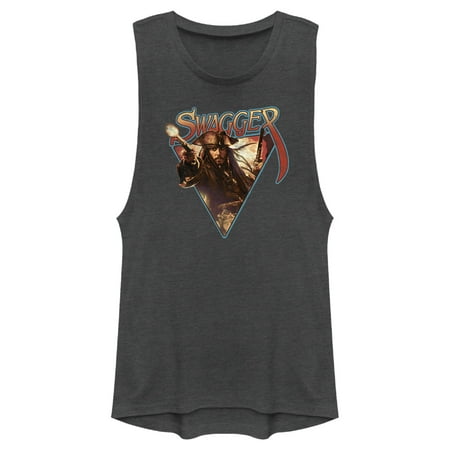 Junior's Pirates of the Caribbean: Curse of the Black Pearl Jack Sparrow Swagger Festival Muscle Graphic Tee Charcoal Small