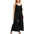 thumbnail image 1 of Junior's Plus Sleeveless Ruffle Front Wide Leg Culotte Jumpsuit, 1 of 3