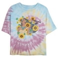 thumbnail image 1 of Junior's Pocahontas Hair In Wind With Sunflowers Crop Graphic Tee Tie Dye Medium, 1 of 4