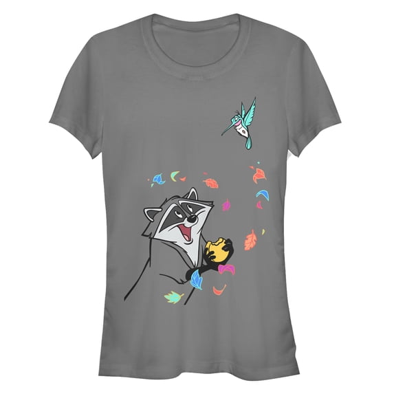 Junior's Pocahontas Meeko & Flit Game Graphic Tee Charcoal X Large