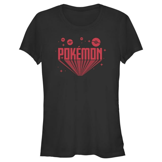 Junior's Pokemon 3D Retro Title  Graphic Tee Black X Large
