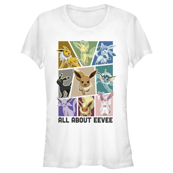Junior's Pokemon All About Eevee Eeveeloution Graphic Tee White Medium