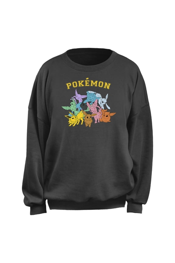 Junior's Pokemon All Eeveelutions Sweatshirt Charcoal X Small