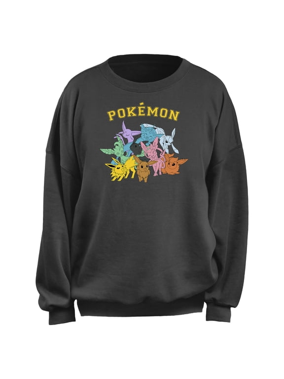 Junior's Pokemon All Eeveelutions Sweatshirt Charcoal X Small