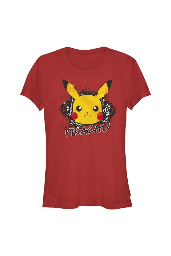 Junior's Pokemon Angry Pikachu Graphic Tee Red Medium