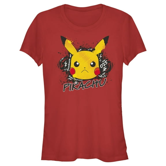 Junior's Pokemon Angry Pikachu  Graphic Tee Red Small
