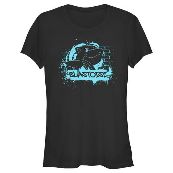 Junior's Pokemon Blastoise Paint Splatter  Graphic Tee Black Large