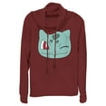thumbnail image 1 of Junior's Pokemon Bulbasaur Wink Face  Cowl Neck Sweatshirt Scarlet X Small, 1 of 3
