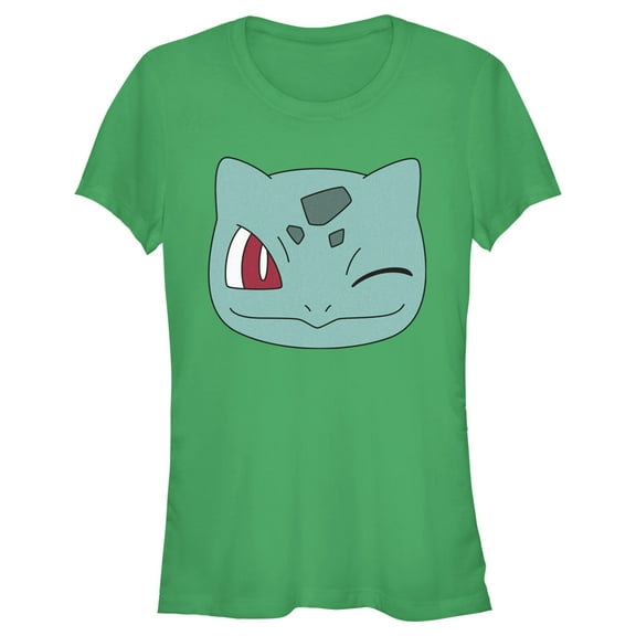 Junior's Pokemon Bulbasaur Wink Face Graphic Tee Kelly Green 2X Large