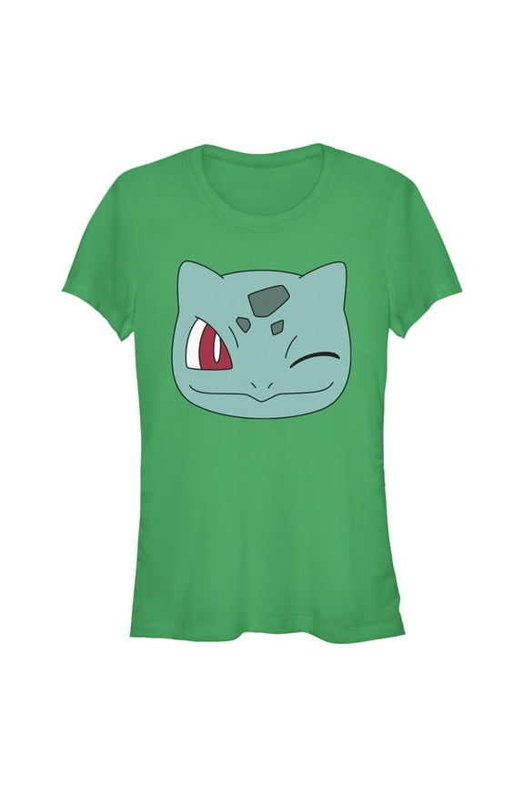 Junior's Pokemon Bulbasaur Wink Face Graphic Tee Kelly Green 2X Large