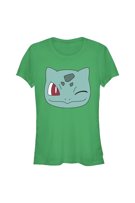 Junior's Pokemon Bulbasaur Wink Face Graphic Tee Kelly Green Large