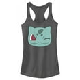 thumbnail image 1 of Junior's Pokemon Bulbasaur Wink Face  Racerback Tank Top Charcoal 2X Large, 1 of 4
