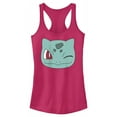 thumbnail image 1 of Junior's Pokemon Bulbasaur Wink Face  Racerback Tank Top Dark Pink 2X Large, 1 of 4