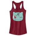 thumbnail image 1 of Junior's Pokemon Bulbasaur Wink Face Racerback Tank Top Scarlet Small, 1 of 4