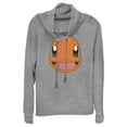 thumbnail image 1 of Junior's Pokemon Charmander Smile  Cowl Neck Sweatshirt Gray Heather 3X Large, 1 of 4