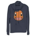 thumbnail image 1 of Junior's Pokemon Charmander Smile  Cowl Neck Sweatshirt Navy Blue 2X Large, 1 of 4