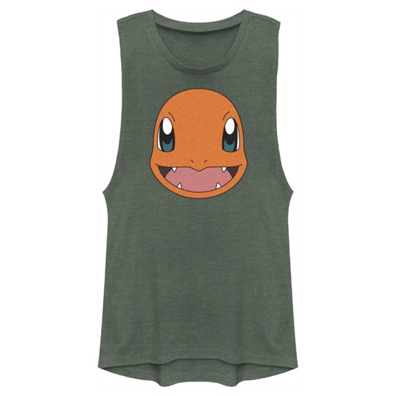 Junior's Pokemon Charmander Smile  Festival Muscle Graphic Tee Pine Green Heather 2X Large