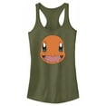 thumbnail image 1 of Junior's Pokemon Charmander Smile Racerback Tank Top Military Green Large, 1 of 4
