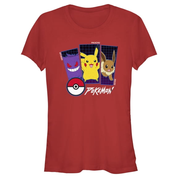 Junior's Pokemon Classic Trio Graphic Tee Red Small