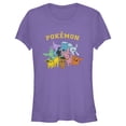 thumbnail image 1 of Junior's Pokemon Colorful Eeveelutions Animals Graphic Tee Purple Medium, 1 of 3