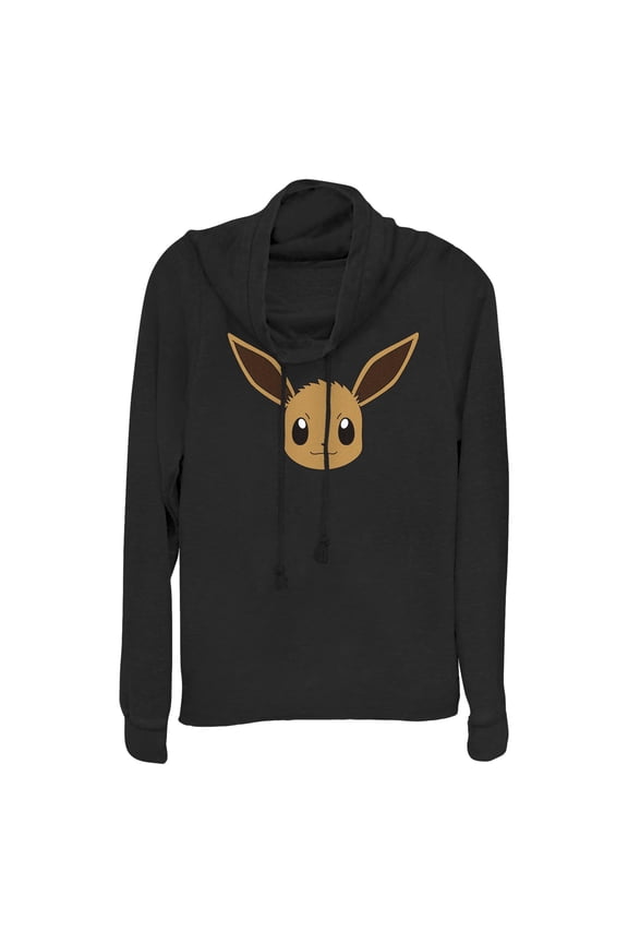 Junior's Pokemon Eevee Face Cowl Neck Sweatshirt