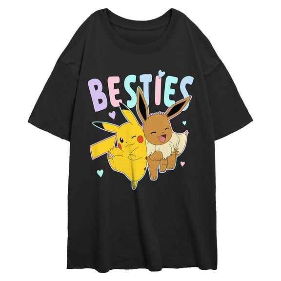 Junior's Pokemon Eevee and Pikachu Hearts Graphic T-Shirt