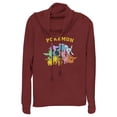 thumbnail image 1 of Junior's Pokemon Eeveelutions Cowl Neck Sweatshirt Scarlet X Small, 1 of 3