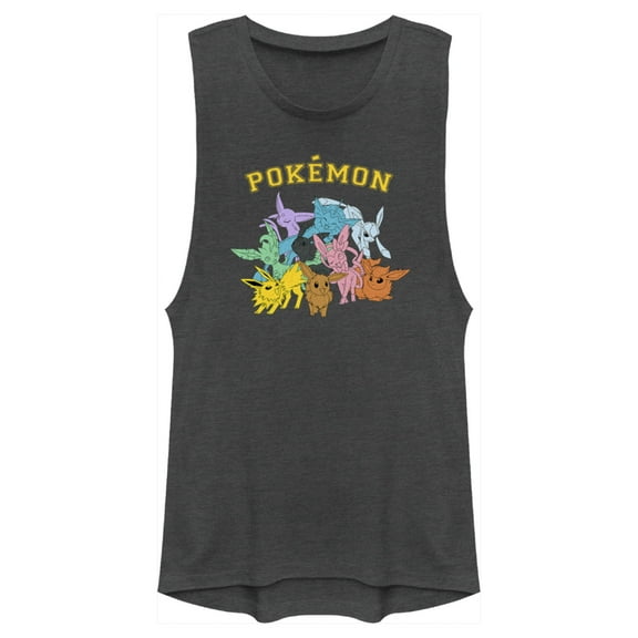 Junior's Pokemon Eeveelutions Festival Muscle Graphic Tee Charcoal 2X Large