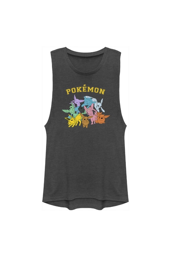 Junior's Pokemon Eeveelutions Festival Muscle Graphic Tee Charcoal Large