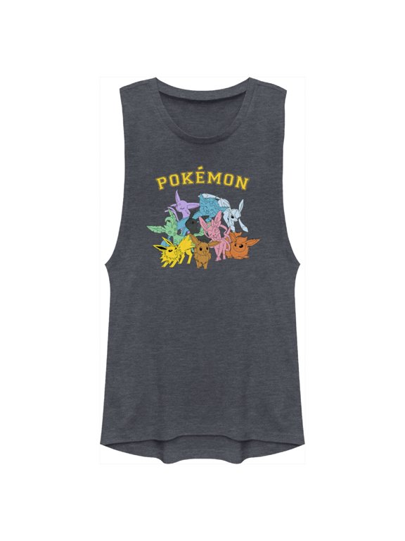 Junior's Pokemon Eeveelutions Festival Muscle Graphic Tee Denim Blue Heather Small